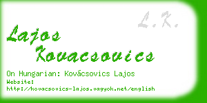 lajos kovacsovics business card